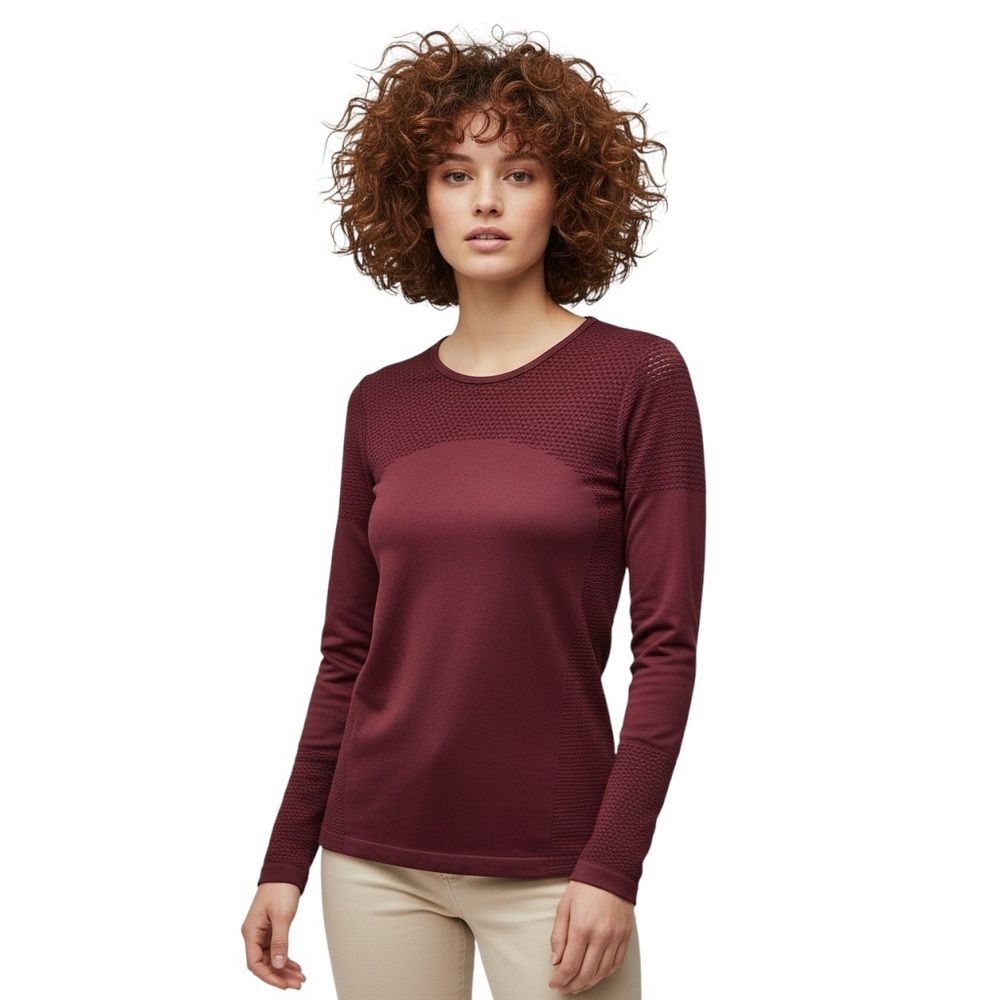 NWT Fabletics Seamless Mesh Long Sleeve Top Burgundy